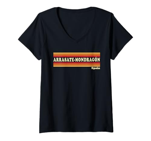 Mujer Vintage 80s Arrasate-Mondragon España Retro Gráfico Camiseta Cuello V