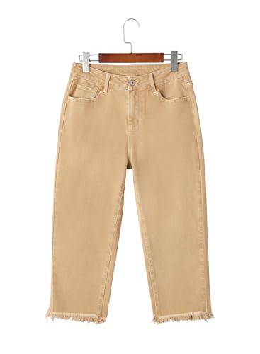 Image of Sidefeel Women's High Waisted Straight Leg Jeans Capri Denim Pants