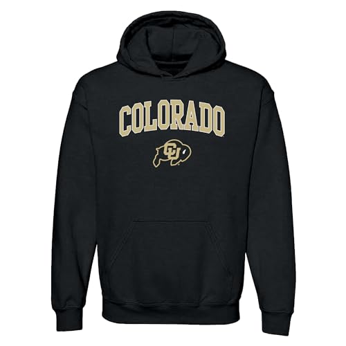 UGP Campus Apparel NCAA Officially licensed College - University Team Color Arch Logo Hoodie, University of Colorado Buffaloes Black, XXL