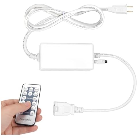 GZBtech Dimmer Plug for COB Neon Rope Light Series, 500 Watt Plug-in Dimmer with Remote Control & 5FT Cord, UL Listed, 66FT Control Distance(2 Prong Plug) Cover
