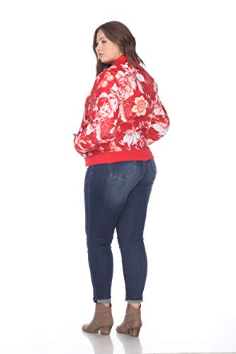 Women's Plus Size Classic Bomber Jacket with Zipper and Design4