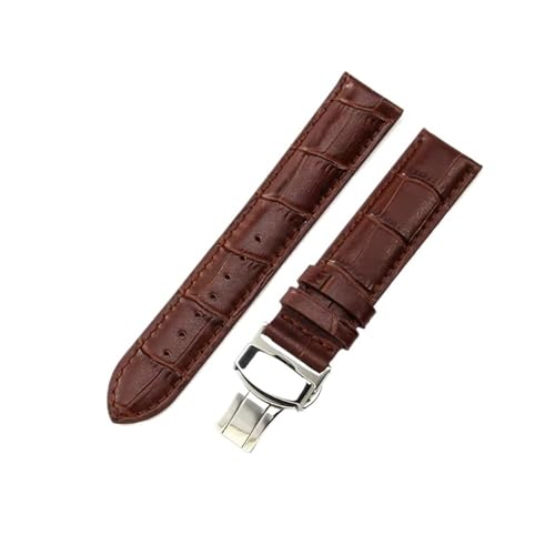 YINGO メンズ レディース ブラック ブラウン 18 20 21 22mm 腕時計ベルト 本革 牛革 防水(Brown-Steel-B1,19mm)