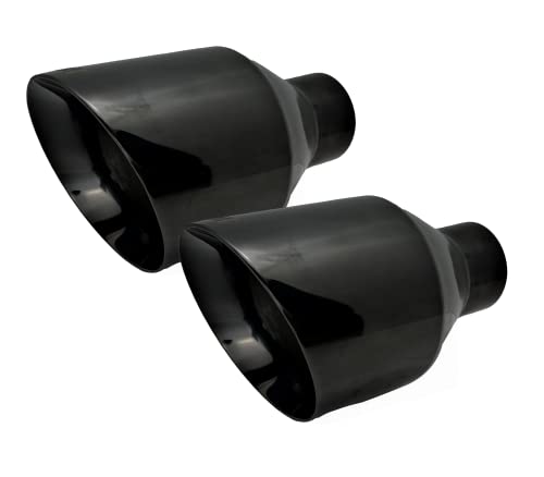 NETAMI 3 to 5 Exhaust Tip Stainless Steel Dual Wall Black Chrome Finished Weld-on A Pair