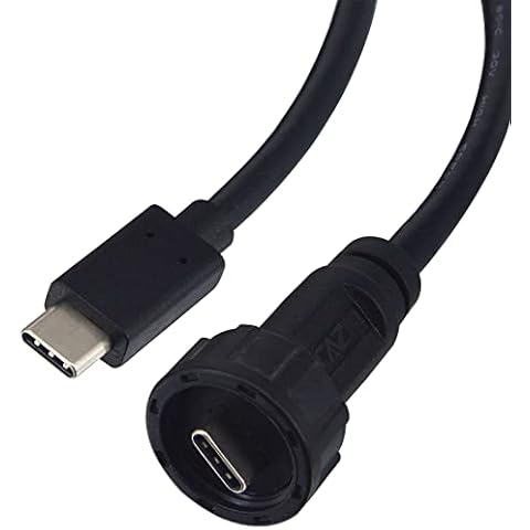 Leehitech Type C Waterproof IP67 Cable Type C Connector Male Plug with 3.2ft Cable Type C Male to Type C Male Car Mount Extension Cable for Vehicle, Marine, Bike, Motocycle & Etc Cover