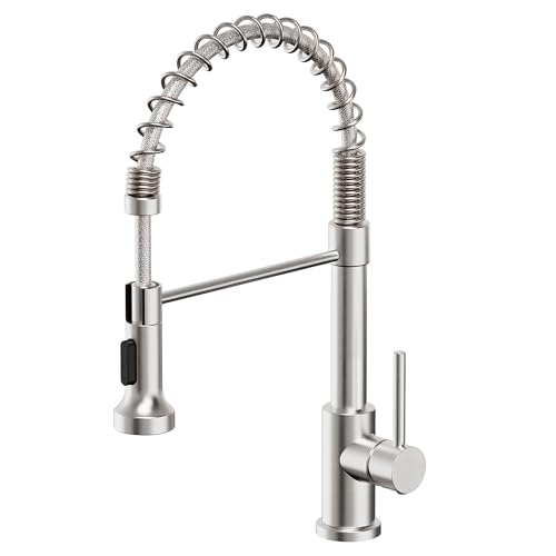 Asinse Kitchen Sink Mixer Tap with Pull Down Sprayer, 2 Spray Modes High Arc, Stainless Steel Kitchen Faucet, Garden/Outdoor/Bar Tap with 360° Swivel Spout, Spot-Free Stainless Steel