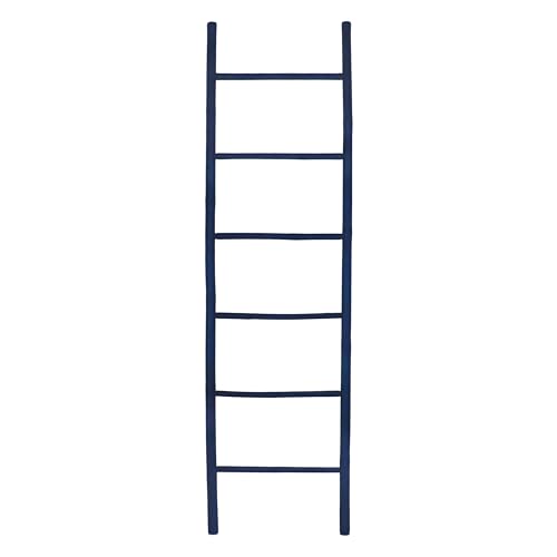 Brigros - Scala Decorativa In Legno Di Bambù Con 6 Pioli 50x190 Cm, Porta Asciugamani Bagno Da Terra, Arredo Bagno Dal Design Naturale Del Bamboo Disponibile In 3 Colori Diversi (Blu)