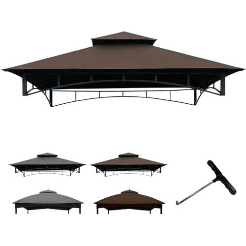 5x8 Grill Gazebo Replacement Canopy Top Only with Hook BBQ Gazebo Cover Replacement Roof for Outdoor Grill Shelter UV Resistant & Waterproof Patio Canopy for Model L-GG001PST-F (Brown 5 * 8)
