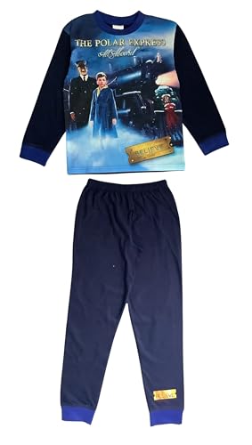 The Polar Express Boys Pyjamas Kids 2 Piece Set PJs Nightwear Blue Age 4-5 Years