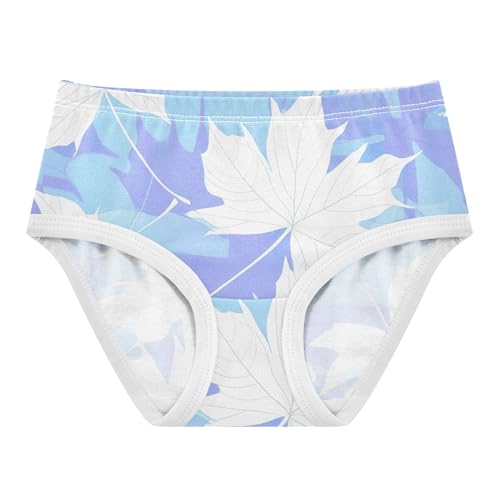 Girls Underwear Toddlers 2t Cotton Girl Panties Cute Funny Briefs Undies Kids White Maple Leaves Pastel Blue