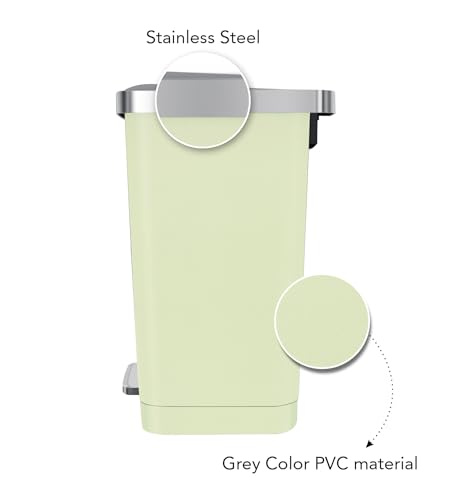 Image of Obsessions EKO 15L Plastic Step Bin with Pedal, Waste Storage Trash Can Ideal for Home, Kitchen and Office, Green