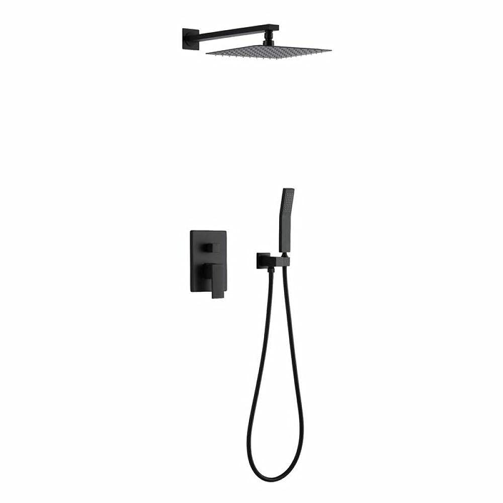 Pommeaux de douche carrés et mitigeur de pluie noir pour transformer votre salle de bain en spa privé