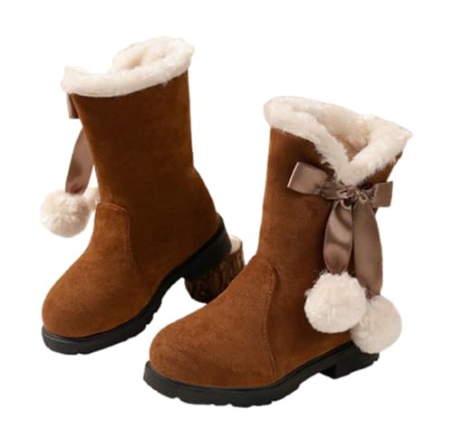 Girls Winter Boots Princess Snow Bow High-Top Boots Mid-Calf Thick Warm Snow, Suitable For Little Girls