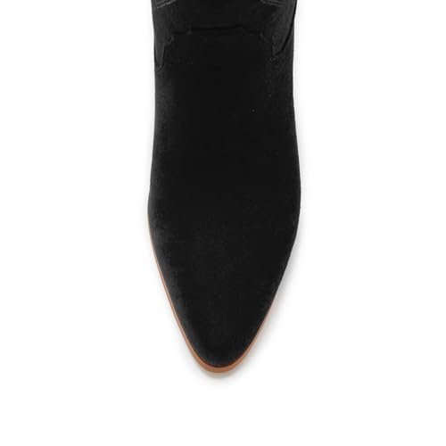 Wide Calf Cowgirl Boots Women Knee High Boots Pointed Toe and Block Heel Cowboy Suede with Embroidered4