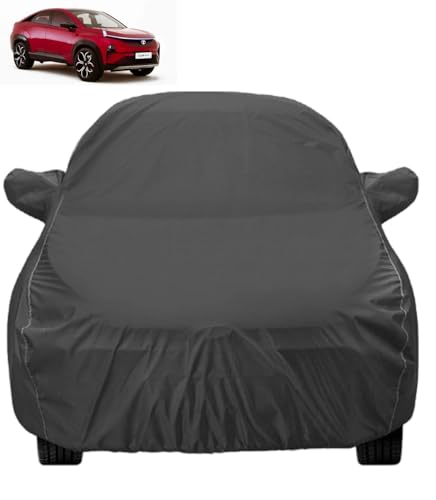 Image of Auto Hub Car Cover Compatible with Tata Curvv with Mirror Pocket, Dustproof, Heat Resistant, Triple Stitched, Curvv Car Cover- Grey