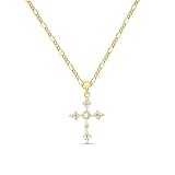 LuckFairy 14K Gold Plated Cross Necklace for Women,Dainty Cross Necklace 14K Gold Plated CZ Pendant Necklaces Simple Charm Cute Necklaces for Women Trendy Jewelry Gifts Valentine Jewelry Women Gifts