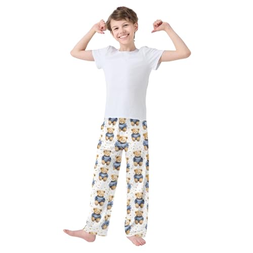 Pajama Pants Bears White Tile Pattern PJ Bottoms Sleepwear Lounge Sleep Pant with Pockets2
