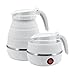 Shineyoo Bollitore elettrico pieghevole – 0,6 l portatile piccolo bollitore da viaggio in silicone per uso alimentare, mini bollitore leggero per campeggio e camera da letto (bianco)
