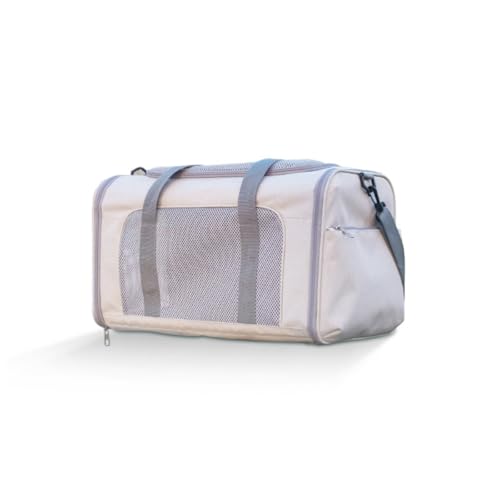 【Ohrin】ペットキャリー 犬 キャリー アイリスオーヤマ 猫キャリーバッグ 犬・猫用キャリー 小型犬に適合 折りたたみ式 収納機能付き シートベルト固定可能 ブラウン クレート (アイボリー,大サイズ)