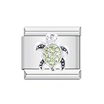 Mon & Sons Sea Turtle Ocean Animal Charm Silver Italian Link Stainless Steel Bracelet Charm Compatible With 9mm Bracelet
