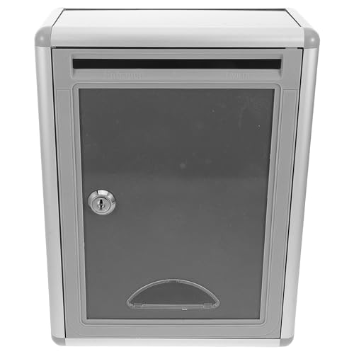 Housoutil Locking Wall Mounted Mailbox Key for Outdoor and Home Use Large Capacity Secure Post Box Suitable for Office and Garden Grey Hanging Letter Box