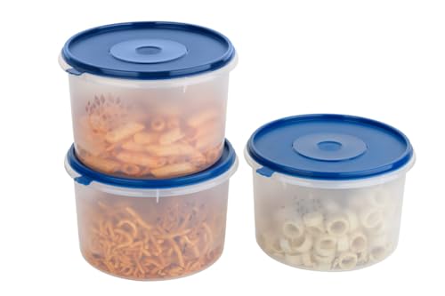 Image of Xiran 3.5 Litres Plastic Container, Kitchen Storage Box, Modular Storage Containers Big Size, Food Storage Container, Rice, Snacks, Dry Fruits, Grocery Kitchen Container Set (Blue Pack of 3)