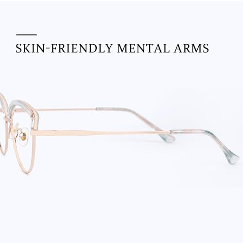 Image of Zeelool Cat Eye Blue Light Blocking Glasses Metal Frame for Women ZJGX672183-05B Flower