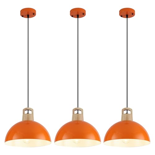 SESIMENT Modern Pendant Lights, 3 Packs 11.8inch Orange Pendant Light,