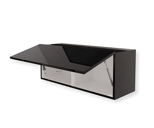 HAJDUK FURNITURE Hängeschrank für Küche 90x35x32 cm Schwarz Hochglanz Flach Küchen Klapphängeschrank Schrank Einbauküche Küchenzeile Moderner Küchenmöbel Oberschrank Geräumiger Küchenschrank