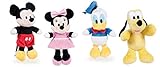 Disney Famosa Softies - 7'87'/20cm Peluche Mickey Minnie Donald Pluto - Calidad Super Soft (Set 4 Peluches Mickey+Minnie+Pluto+Donald)