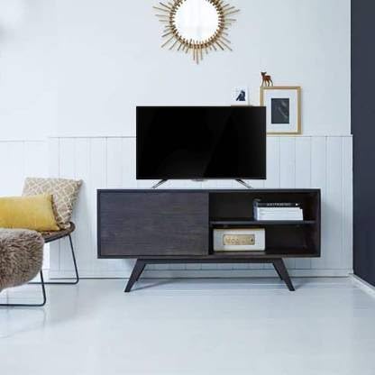 SHIKHA WOOD CRAFT Solid Sheesham Wood TV Entertainment Unit With 2 Shelves and Cabinet Storage | Multipurpose TV Cabinet Display Unit Furniture for DVD player, Living Room, Home, Hotel (Walnut Finish)