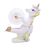 Unicorn Sitting on a Toilet Tape Dispenser, Unique Desk Accessory, Funny Office Supplies, 5.25 Inches