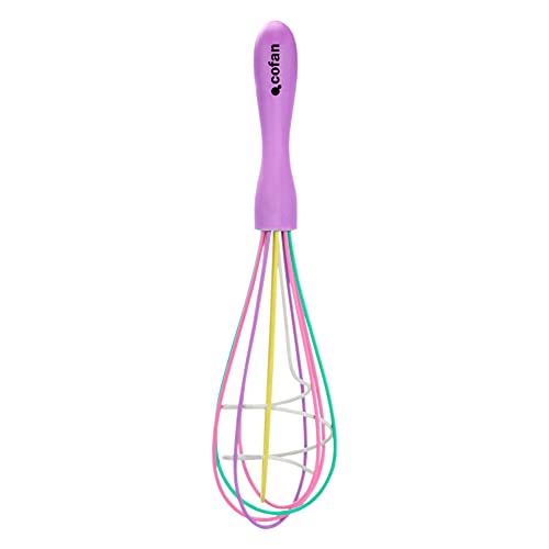 Cofan Batidor Varilla manual de polipropileno | Modelo Vergini | Color del Mango Morado y Varilla: Multicolor | Longitud 25 cm