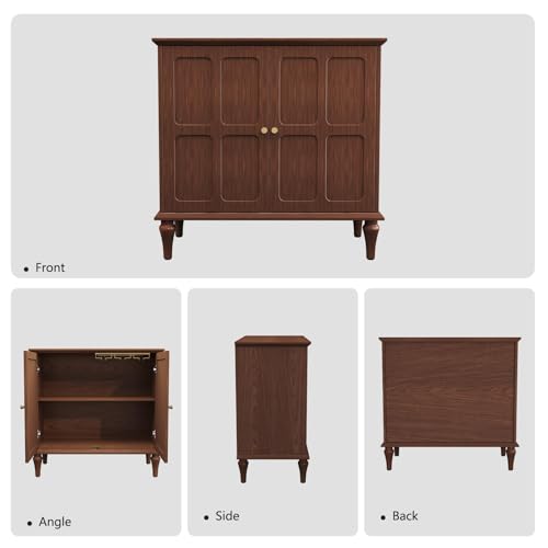 ARTPOWER Brown Sideboard Buffet Cabinet with Storage, Mid-Century Modern Storage Cabinet with 2 Doors and Adjustable Shelves, Accent Style Sideboard for Entryway, Dining Room, Living Room