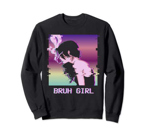 Bruh Girl Vaporwave Aesthetic Gothic Anime Girl Pastel Goth Sudadera