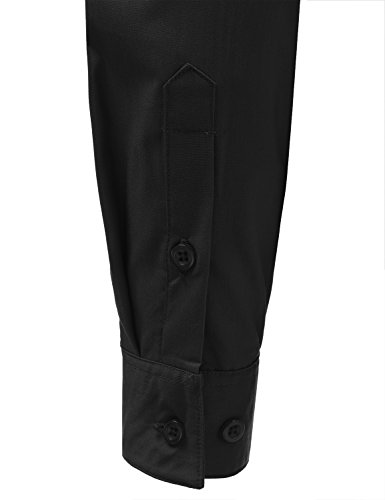 Doublju Womens Slim Fit Plain Classic Long Sleeve Button Down Collar Shirt Blouse Black Medium