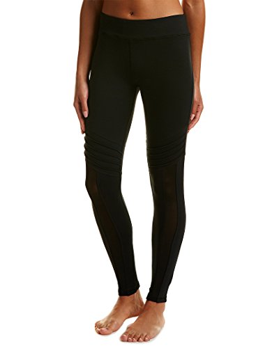 Trina Turk Recreation Women's Geo Knit Solid Inset Top Stitched Full Length Legging, Black, M