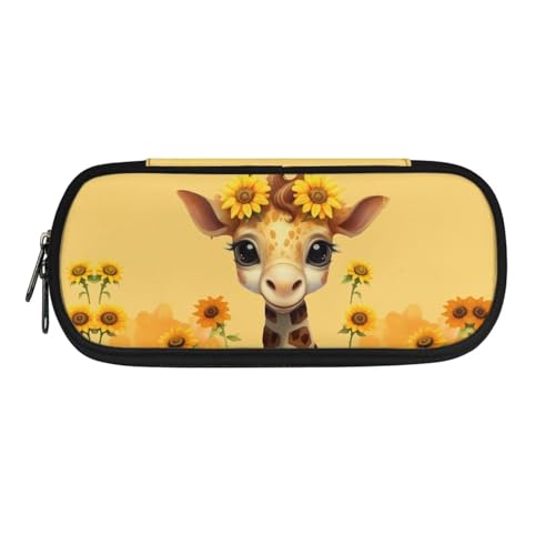 Image of Sunflower Giraffe Pencil Case Large Capacity Pencil Holder Pen Bag Storage Pouch Travel Organzier for Elementary Secondary School Girls Boys Kids School Office Classroom