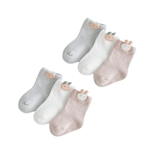 SAFIGLE 3pair Adorable Cotton Socks of Cartoon Rabbit Footwear for Newborns Xs Months Soft Breathable Non-slip for Boys and Girls