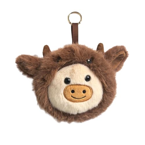 Pendentif en peluche pour sac vache anti-stress avec visage réversible amovible