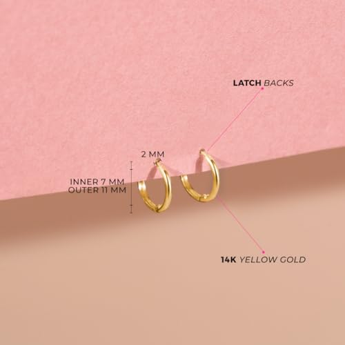 14k Yellow Gold Classic 7mm Polished Endless Hoop Earrings For Babies, Toddlers & Little Girls - Dainty Classic Gold Hoop Earrings for Young Girls Everyday Wear4