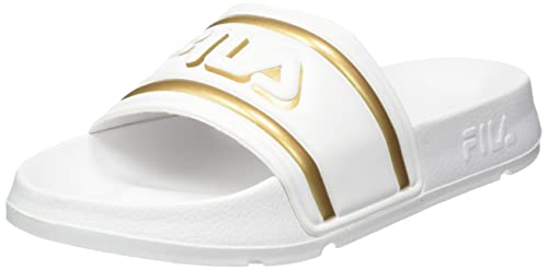 FILA Morro Bay Logo Slipper Wmn, Mocasín Mujer, White Gold, 40 EU