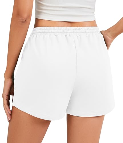 LOCUBE Women's Lounge Shorts Comfy Drawstring Knit Casual High Waist Sweat Shorts with Pockets2