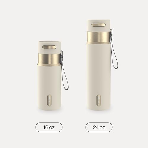Image of Contigo AutoSeal 16 oz Stainless Steel Vacuum-Insulated Water Bottle with Leakproof Push-Button Spout & Lock, Carry Strap, BPA-Free & Lead-Free, Dishwasher Safe