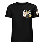 Camiseta de manga corta con cuello redondo y estampado de tigre para hombre, Estilo negro, L