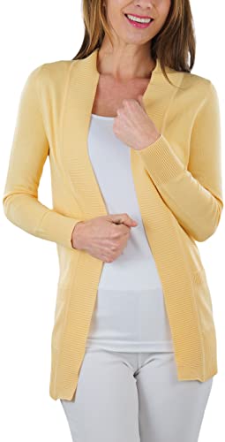 Image of ToBeInStyle Women's Long Sleeve Rib Banded Open Sweater Cardigan