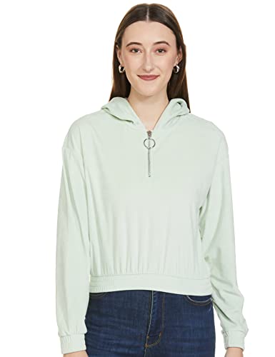 Image of Max Women Polyester Textured Hooded Sweatshirt