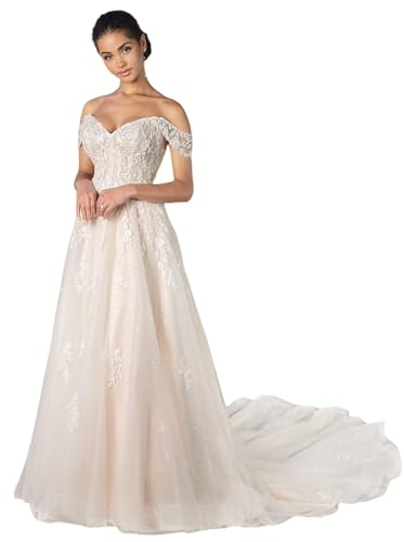 Mermaid Wedding Dresses for Bride Lace Appliques Bridal Gowns for Women Glitter Tulle Off Shoulder Bride Dress