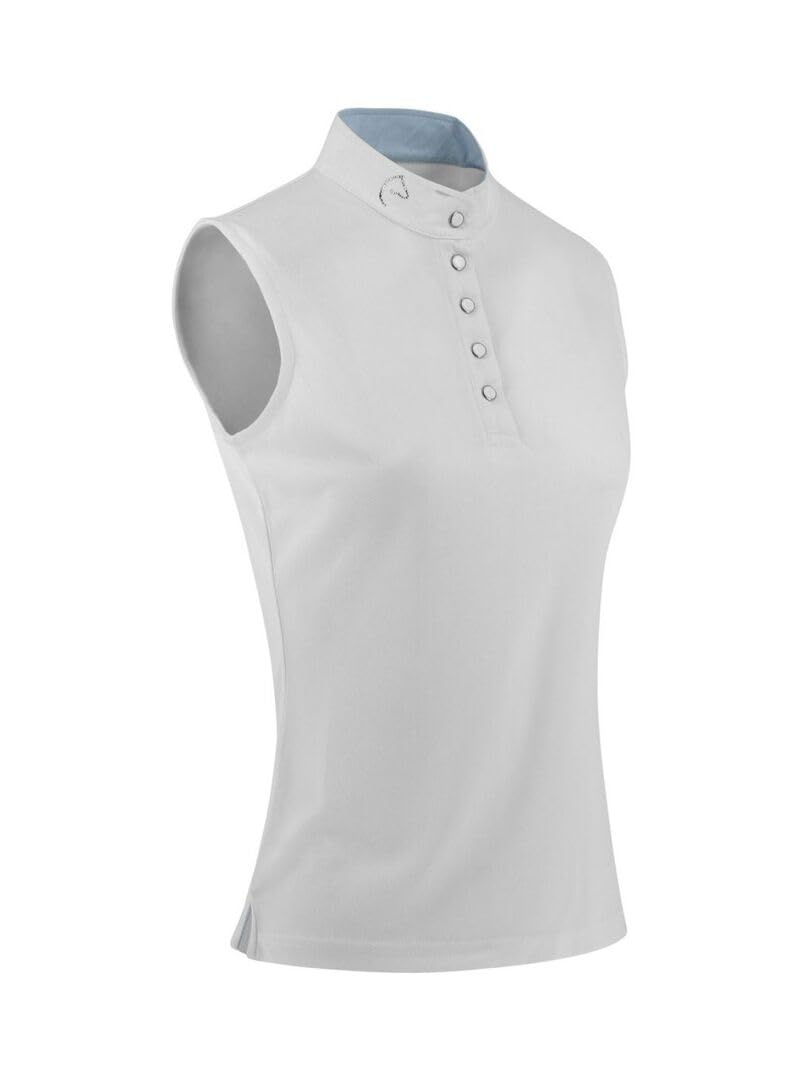 Ekkia EQUITHÈME Damen Turniershirt Mesh-Poloshirt ärmellos White, Größe:S
