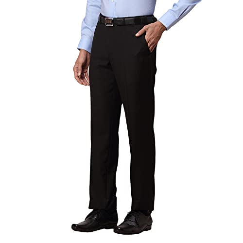 Image of Park Avenue Men's Terry Rayon Blend Solid Pattern Smart Fit Flat Front Formal Trouser