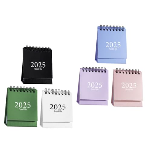 EXAOMBLE 6個年ミニ卓上カレンダー冊 シンプル純色デザイン 携帯便利な小型スタンディングデスクカレンダー ホーム オフィス 学校用日程管理